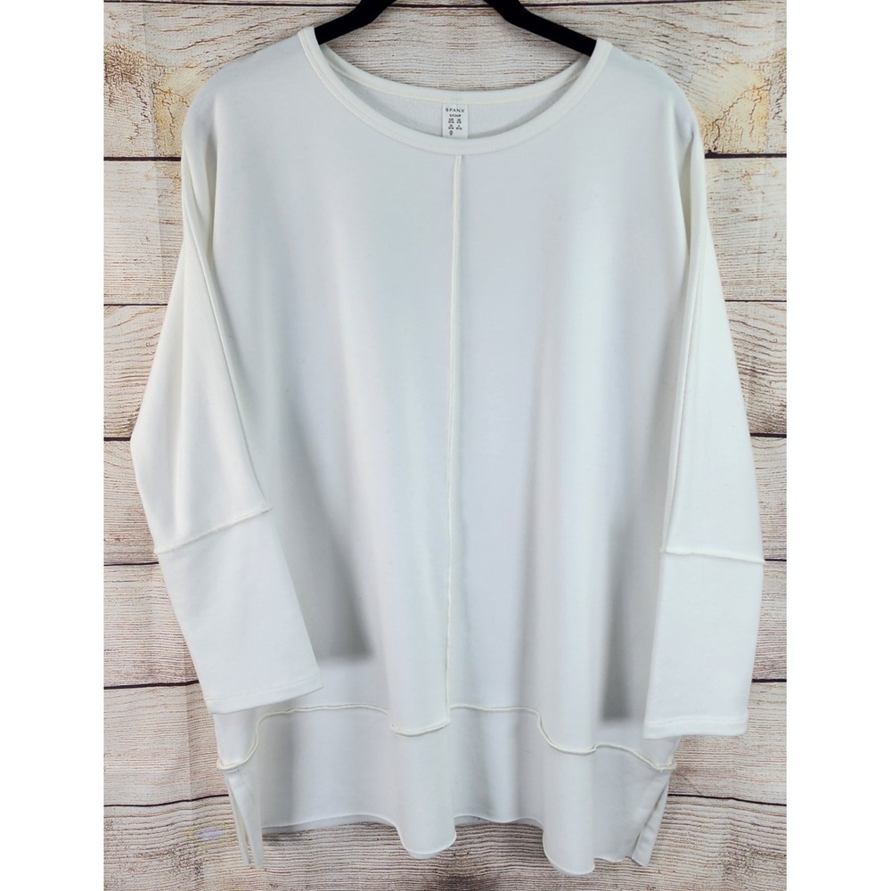 Spanx Top Women's S Dolman 3/4 Sleeve White Athleisure Split Hem Stretch